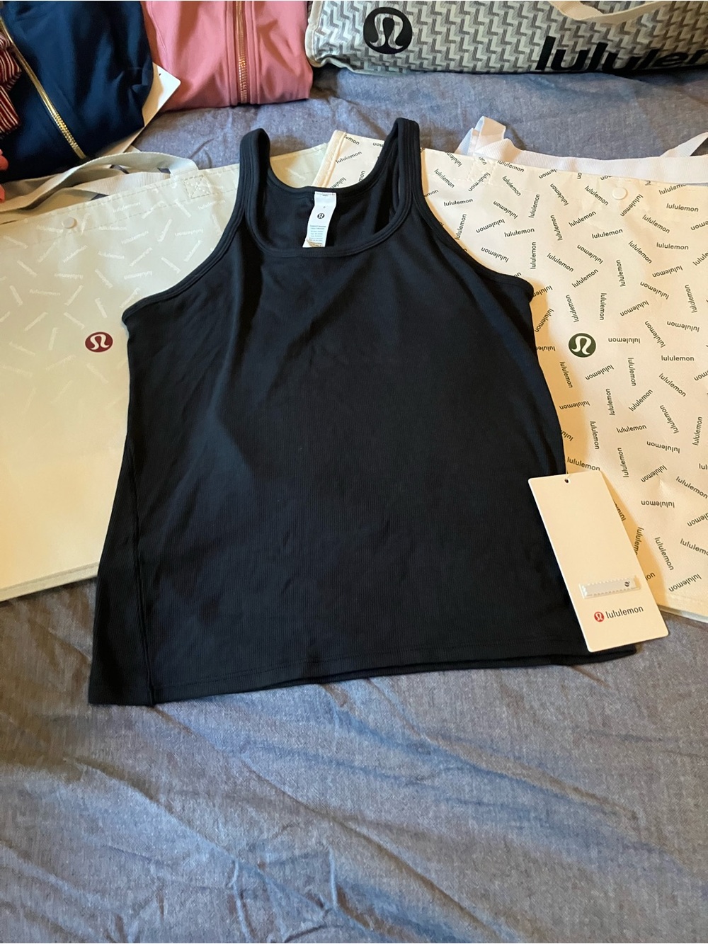NWT Lululemon Hold Tight Thin Stripe Racerback Tank, Sz 6, BLACK